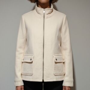 Joie Heavy Wool Jacket Large White Collared Clean Girl Aesthetic